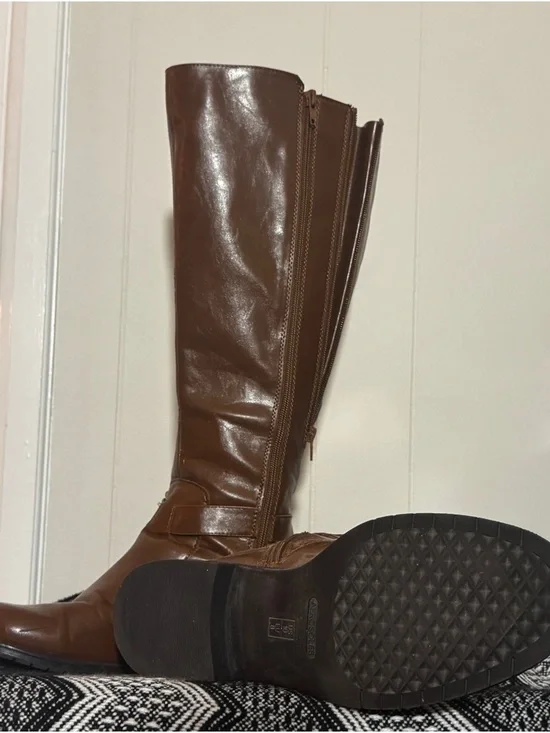 AEROSOLES Chestnut Brown Knee-High Leather Boots - Picture 5 of 5